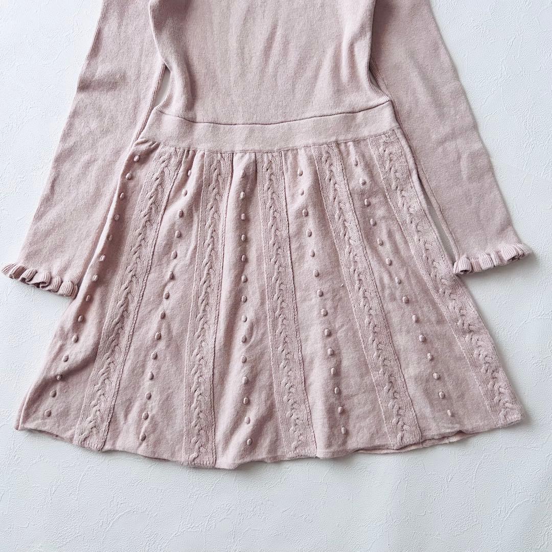 2773Z 美品 レッドヴァレンティノ ニットワンピース フリル カシミヤ L