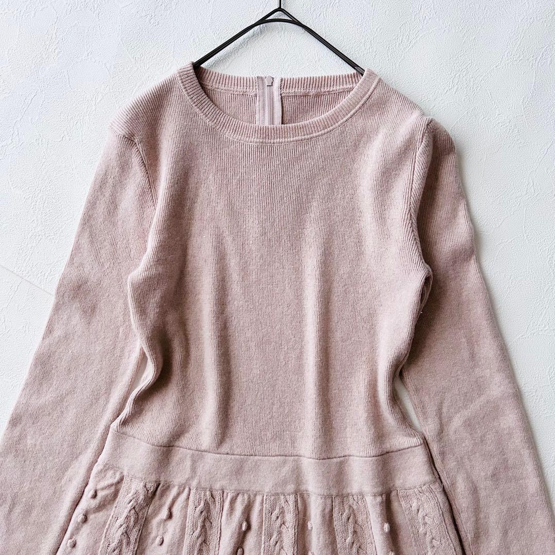 2773Z 美品 レッドヴァレンティノ ニットワンピース フリル カシミヤ L