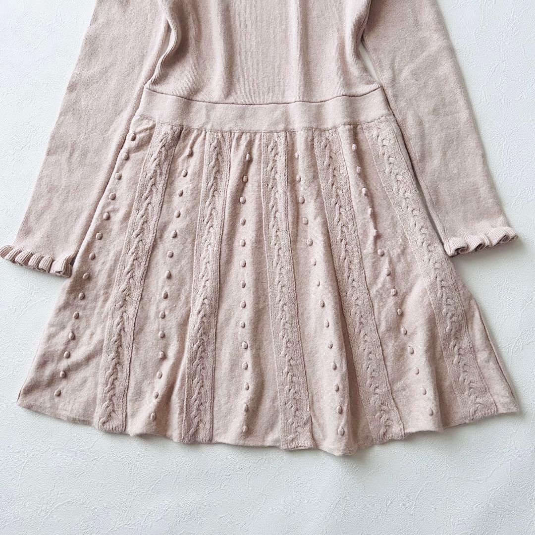 2773Z 美品 レッドヴァレンティノ ニットワンピース フリル カシミヤ L