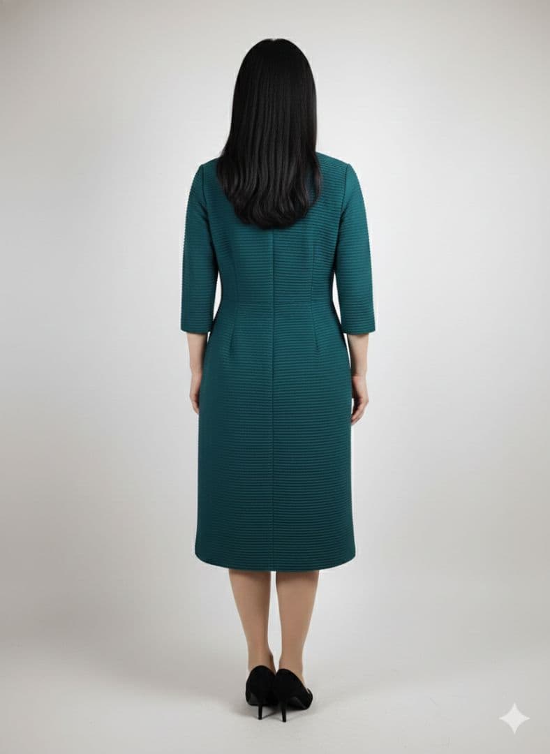 美品 Leilian プリーツデザインワンピース