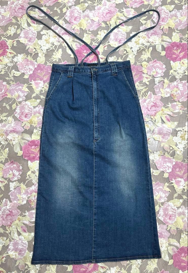 美品 INDIMARK インディマーク サスペンダースカート デニムスカート