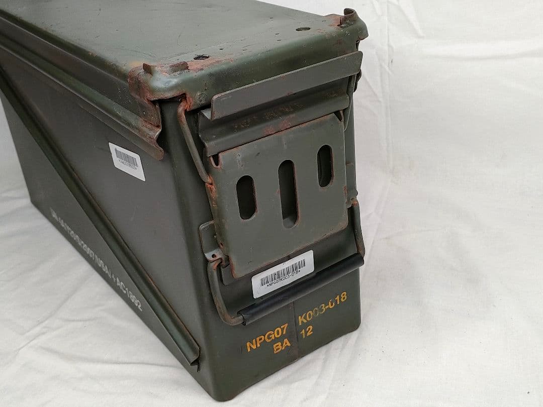 [米軍実物]アーモ缶 ロングサイズ 弾薬箱 ステンシル付 アンモボックス