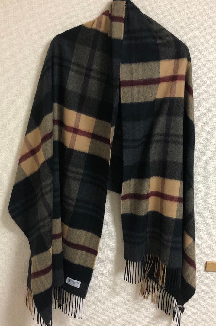 ジョンストンズ カシミヤ 大判　ストール　ネイビー　ベージュ　別注