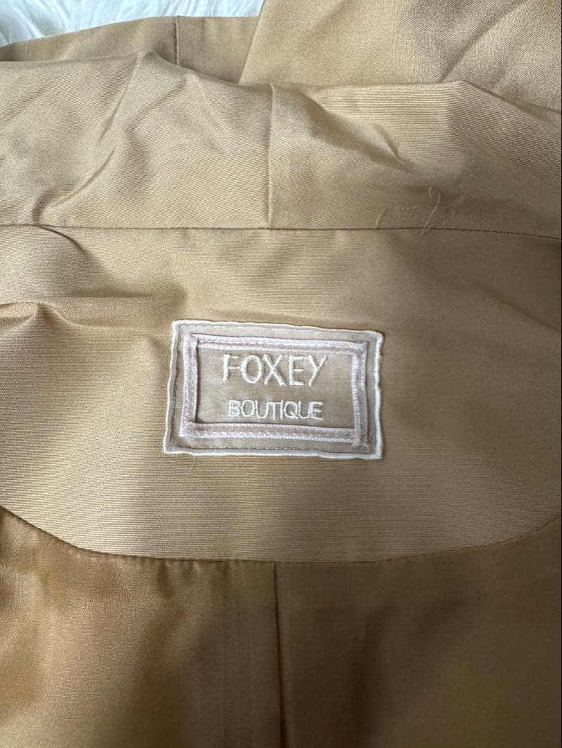 【美品】FOXEY ベージュ フード付き ロングコート トレンチコート
