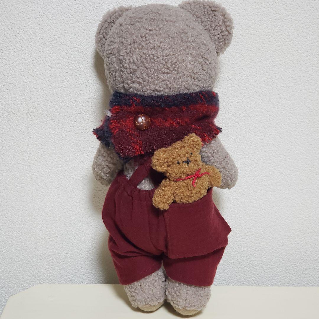 No.644 テディベア　グレージュ×サロペット×マフラー