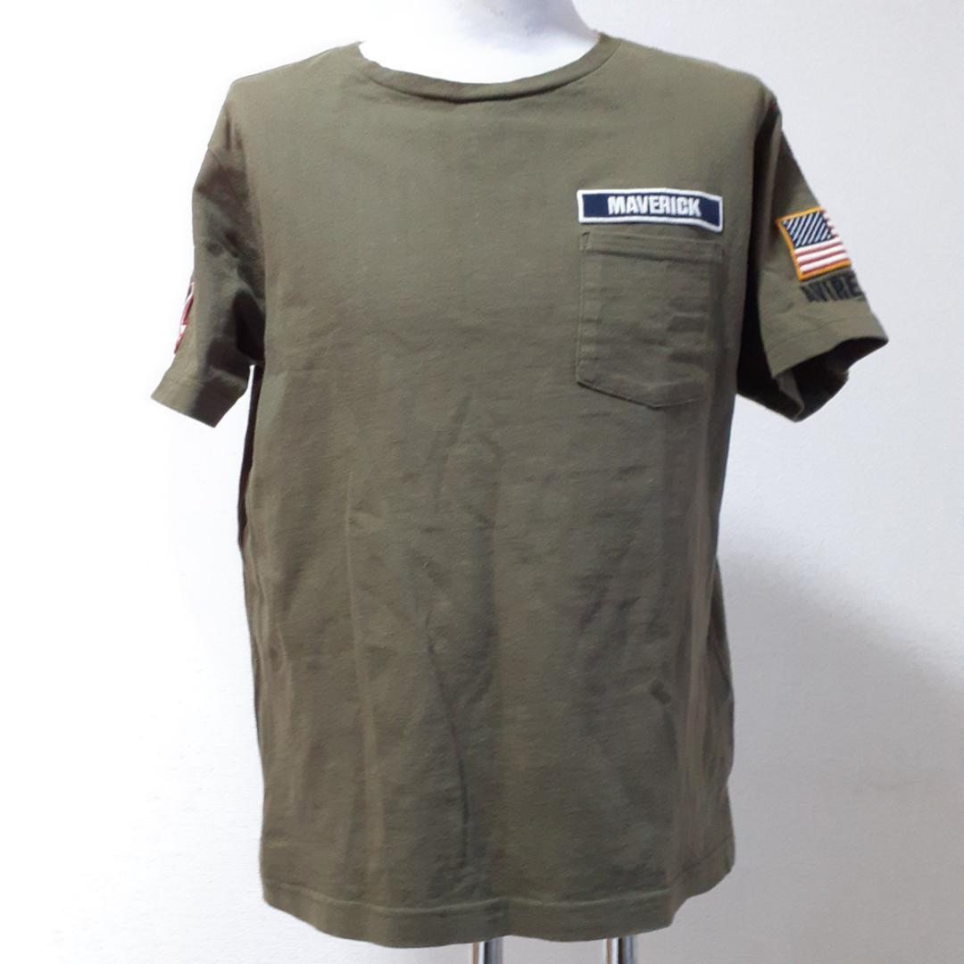 美品▲AVIREX アヴィレックス Tシャツ カーキ 枯草色 Lサイズ