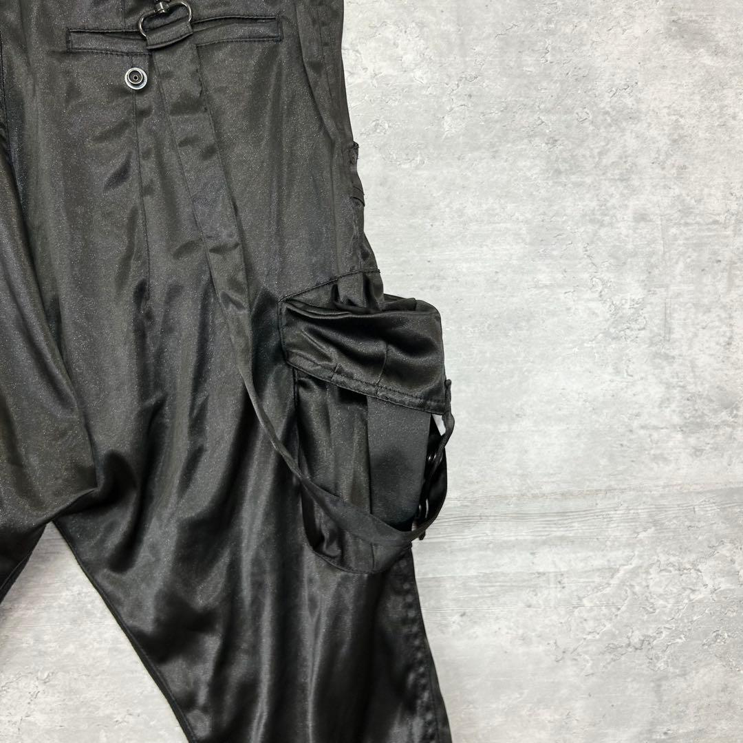 CIVARIZE サテンサルエル カーゴパンツ サスペンダー付き ブラック