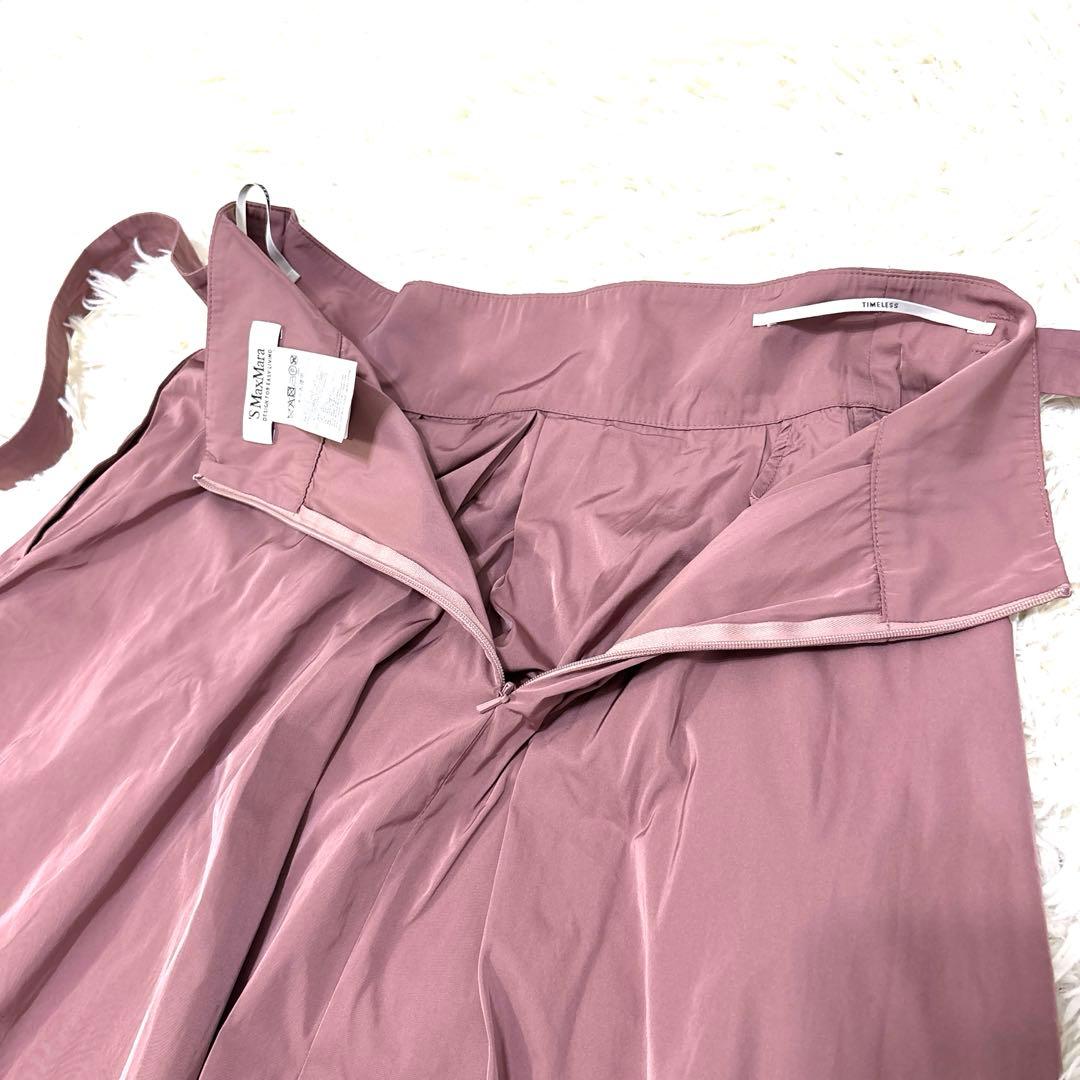 ‘S Max Mara マックスマーラ ゆったりプリーツフレアスカートピンク L