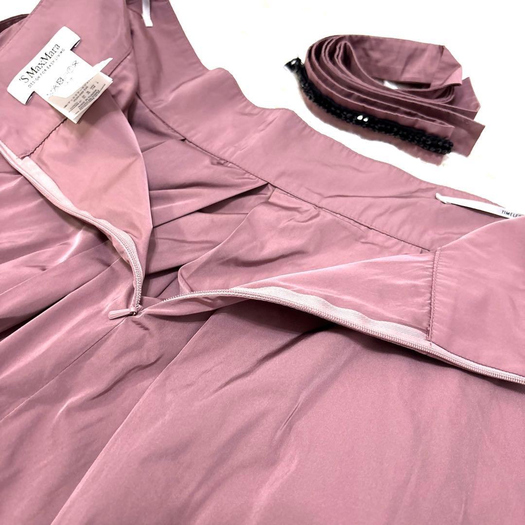 ‘S Max Mara マックスマーラ ゆったりプリーツフレアスカートピンク L
