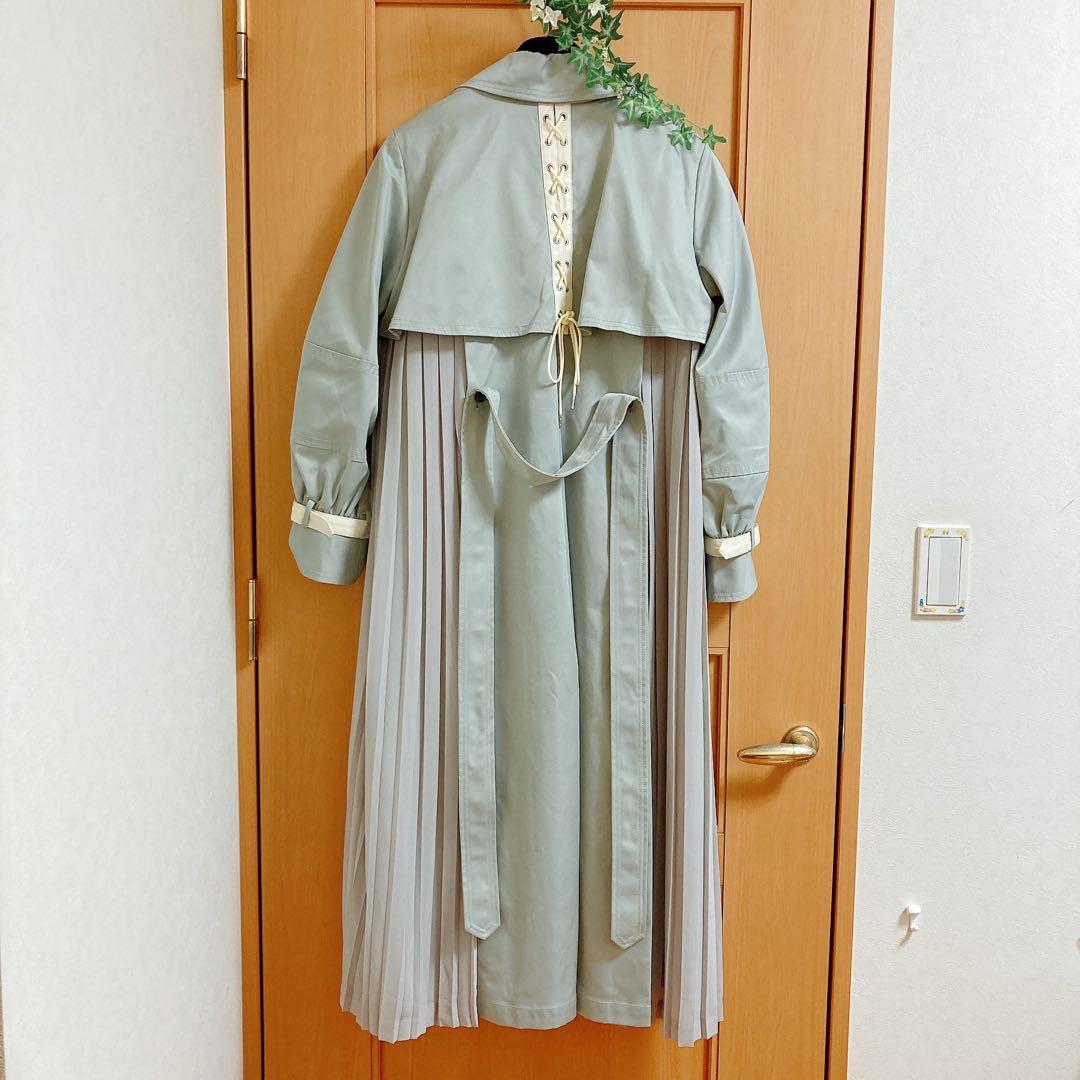 【超美品】Ameri 、アメリバルーンスリーブバッグプリーツロングトレンチコート