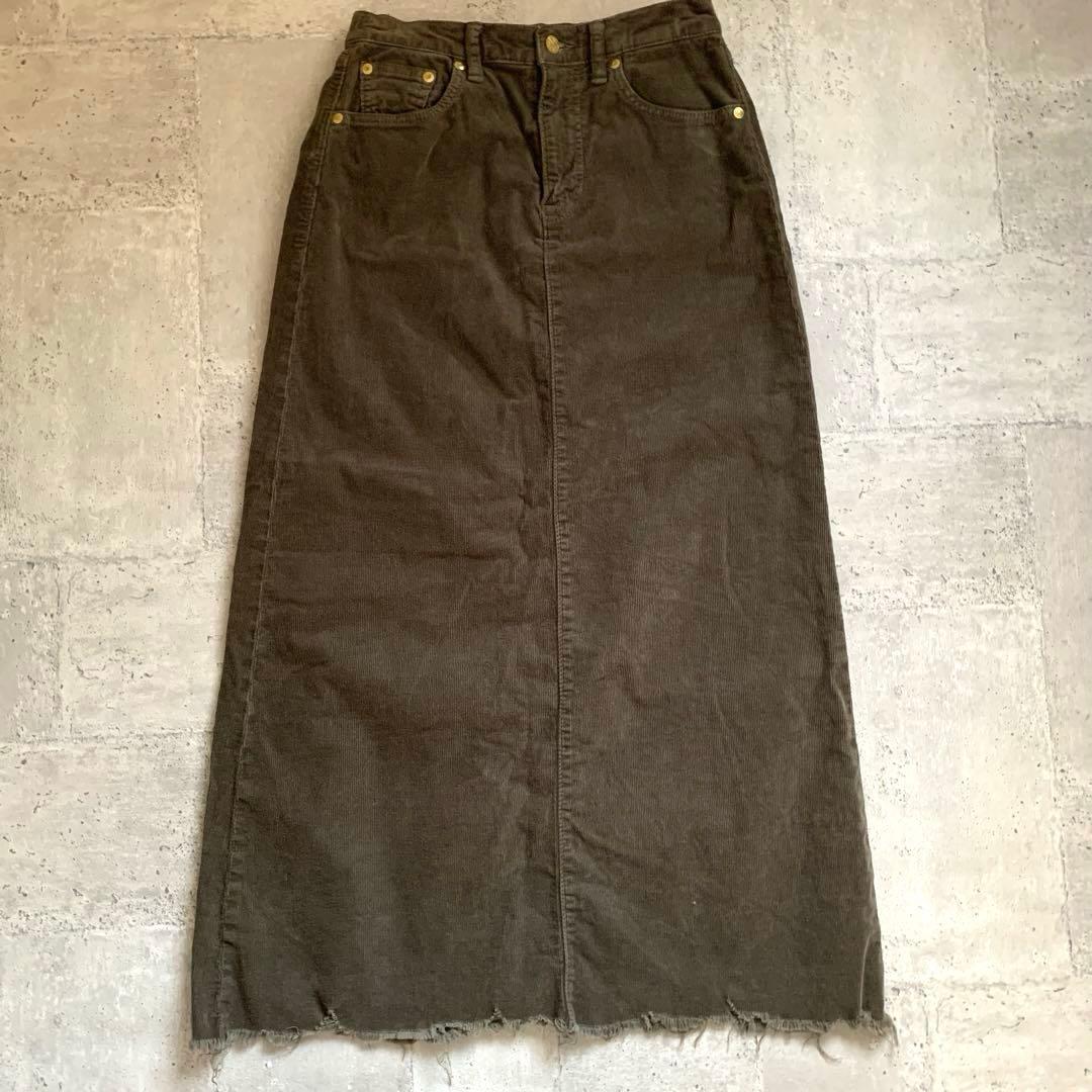 Deuxieme Classe SURT コーデュロイマキシ スカート カーキ
