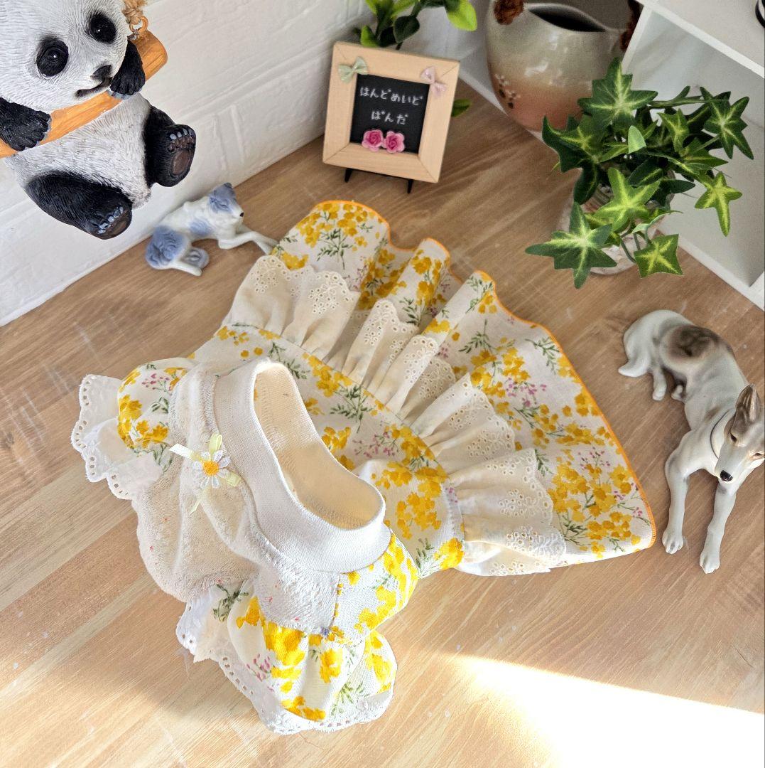ハンドメイド犬服・春にぴったり・小花柄　❣️ギャザーたっぷティアードワンピース