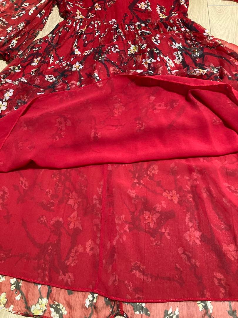 ★美品★ドルチェアンドガッパーナ　フローラル　シフォン　七分丈袖ワンピース