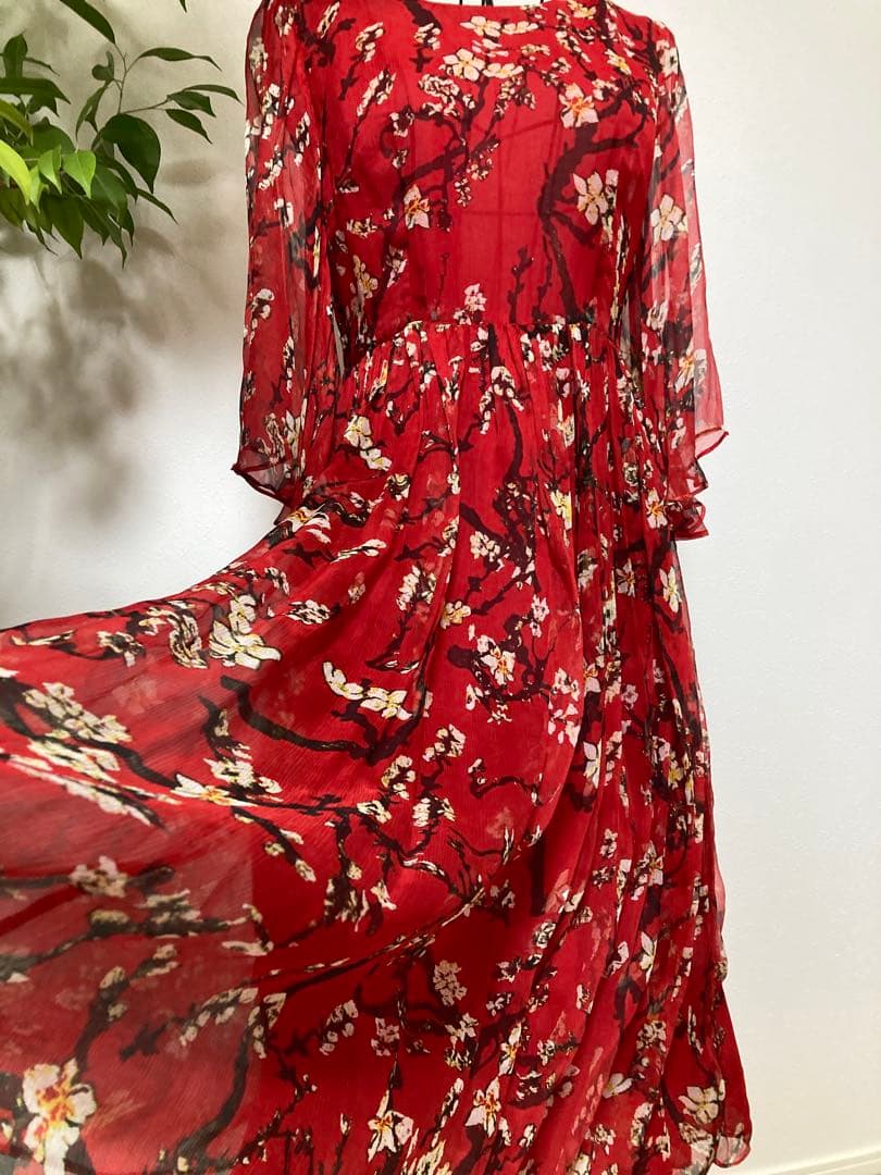 ★美品★ドルチェアンドガッパーナ　フローラル　シフォン　七分丈袖ワンピース