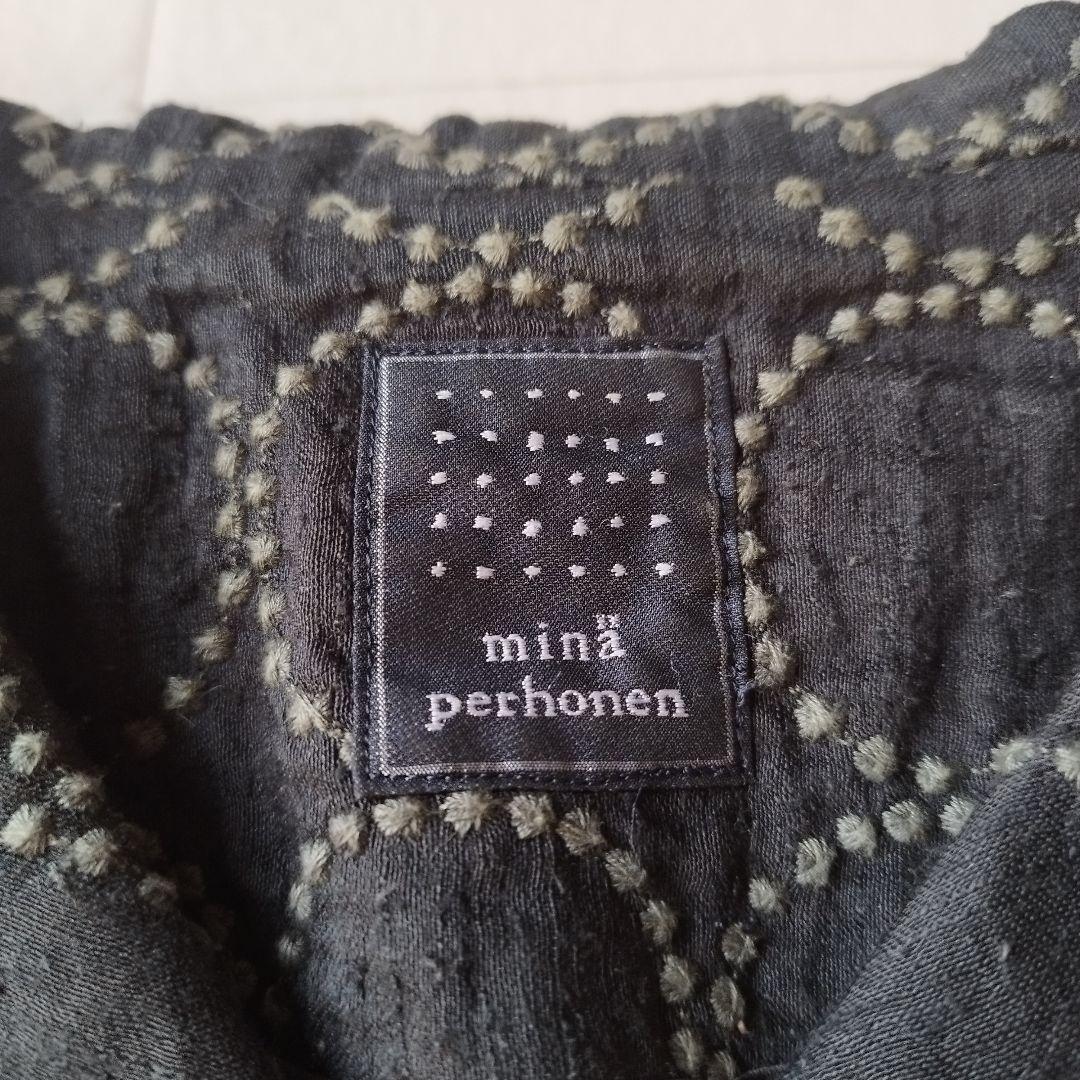 超希少✨ミナペルホネン tambourine 総刺繍 ロングコート 黒系 38