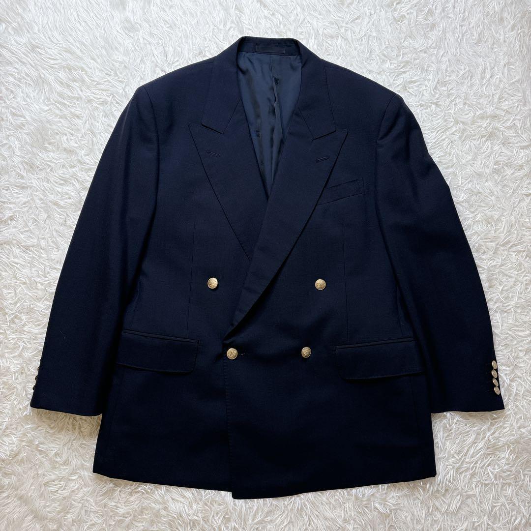 極美品✨Burberrys 紺ブレ ダブル 金ボタン ホースロゴ L相当 背抜き