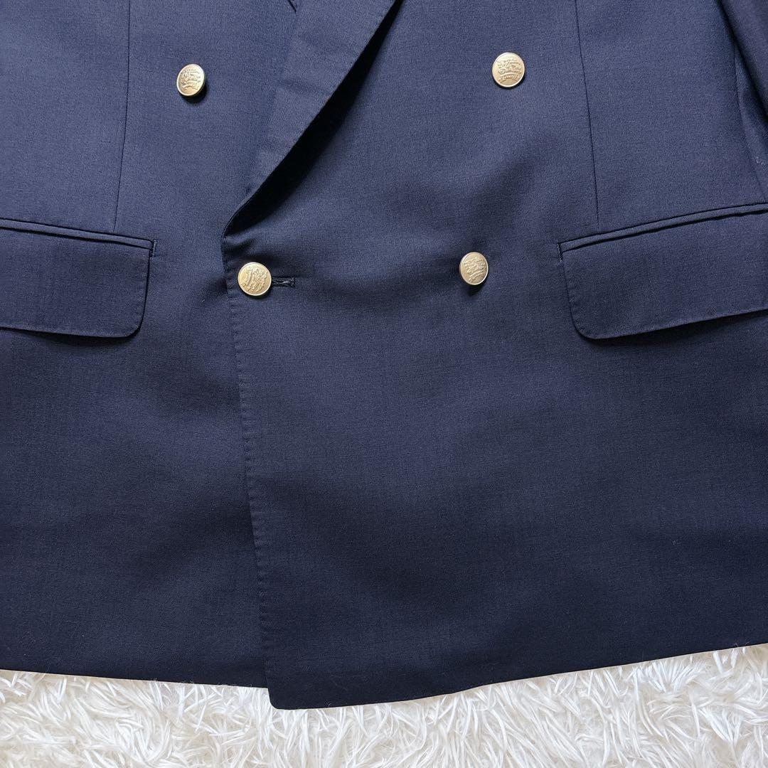 極美品✨Burberrys 紺ブレ ダブル 金ボタン ホースロゴ L相当 背抜き