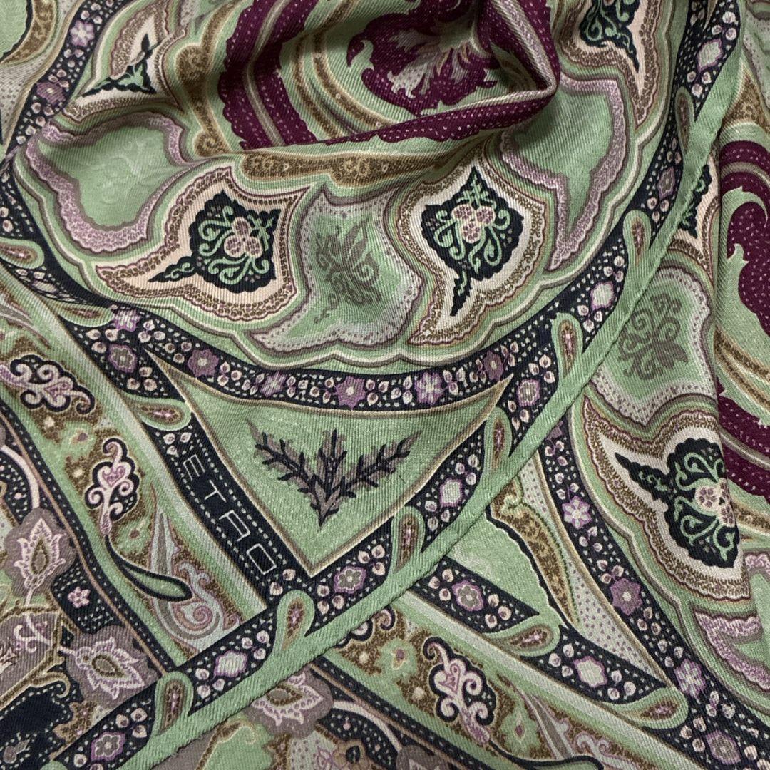 【極美品】ETRO エトロ ペイズリー柄 ロゴ 大判ストール スカーフ