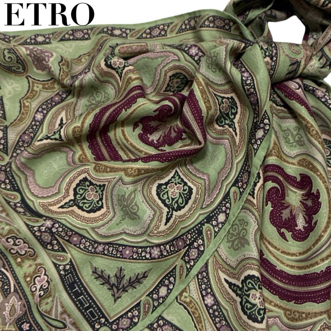 【極美品】ETRO エトロ ペイズリー柄 ロゴ 大判ストール スカーフ