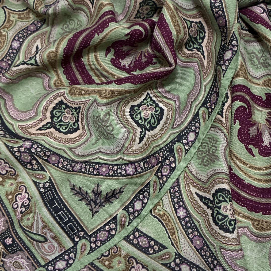 【極美品】ETRO エトロ ペイズリー柄 ロゴ 大判ストール スカーフ