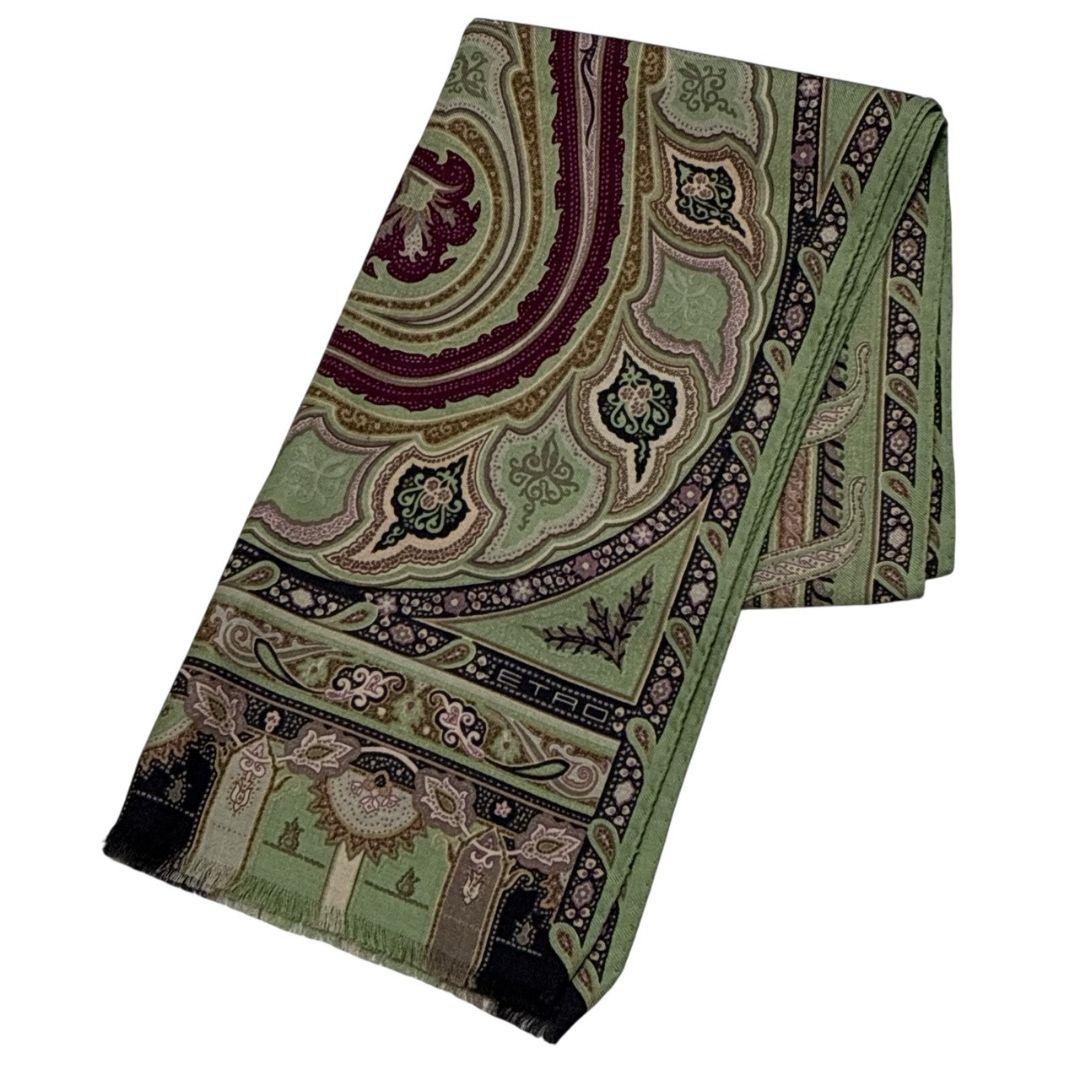 【極美品】ETRO エトロ ペイズリー柄 ロゴ 大判ストール スカーフ