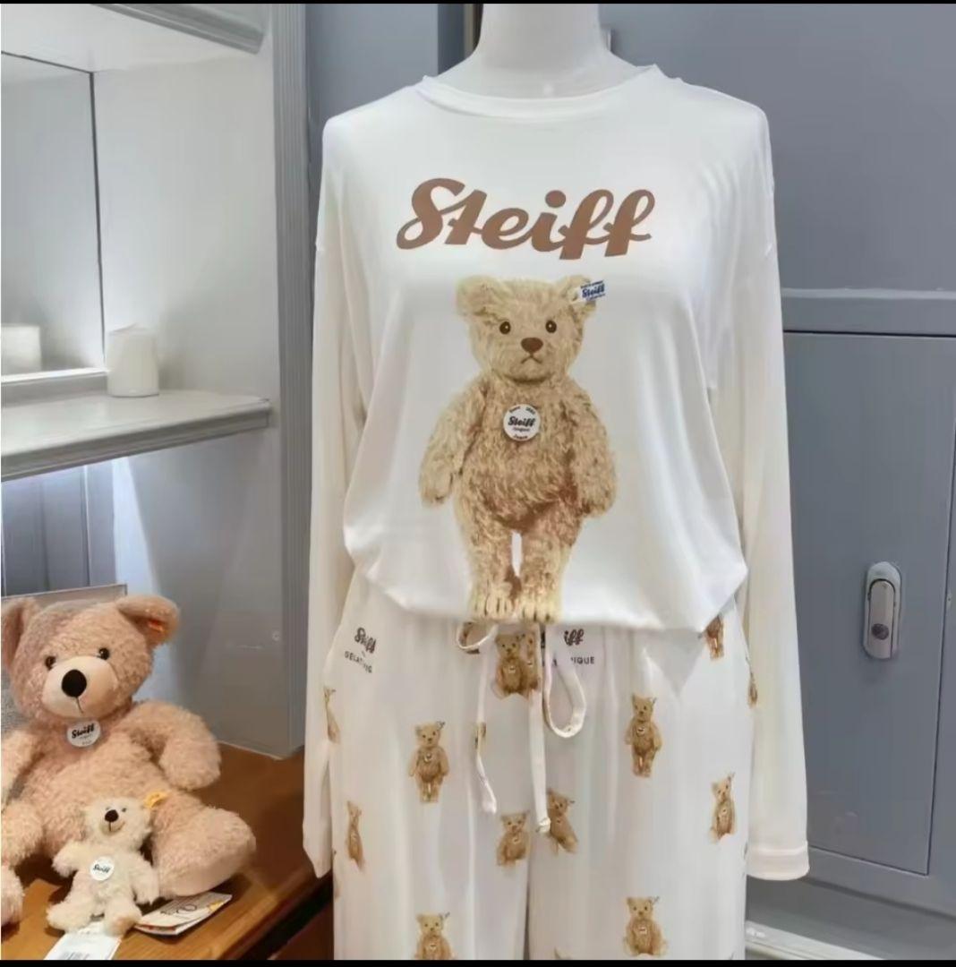 新品未使用　ジェラートピケ　Steiffテディベア　上下セット