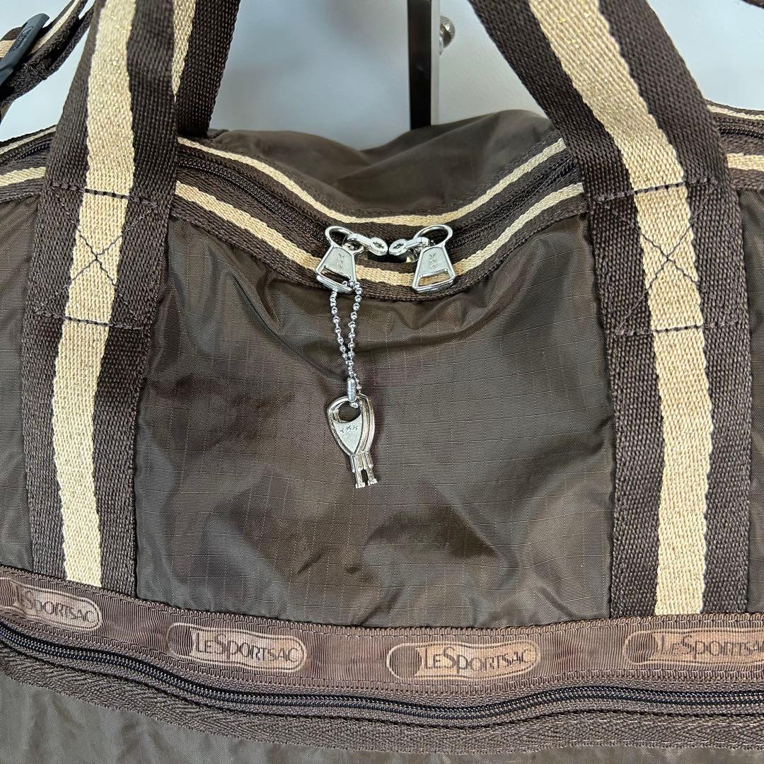 LeSportsac ラージウィークエンダー ボストンバッグ ブラウン 鍵付き