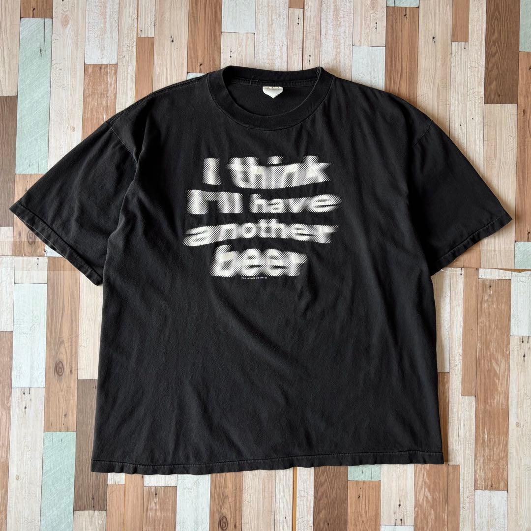 【スペシャル!!】90s モーションTシャツ XL ビール モザイク 文字 黒