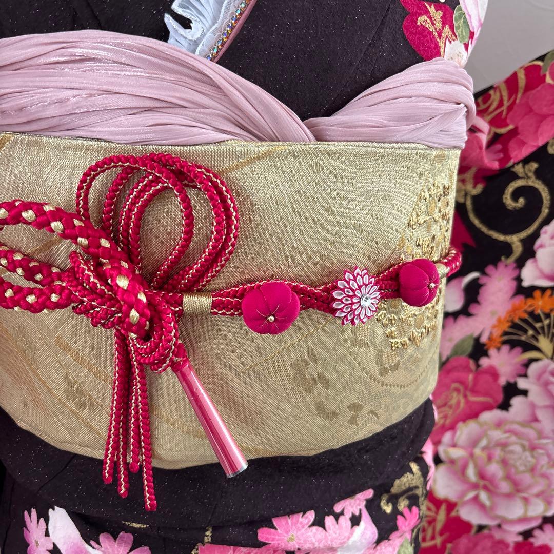 新品 豪華正絹振袖フルセット　薔薇 大輪 ラメ加工 刺繍 姫　成人式に！！