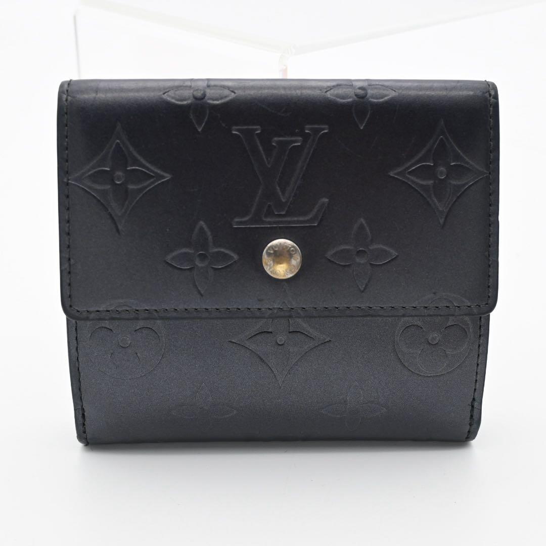 ルイヴィトン✨三つ折り財布 モノグラム マット Wホック ネイビー