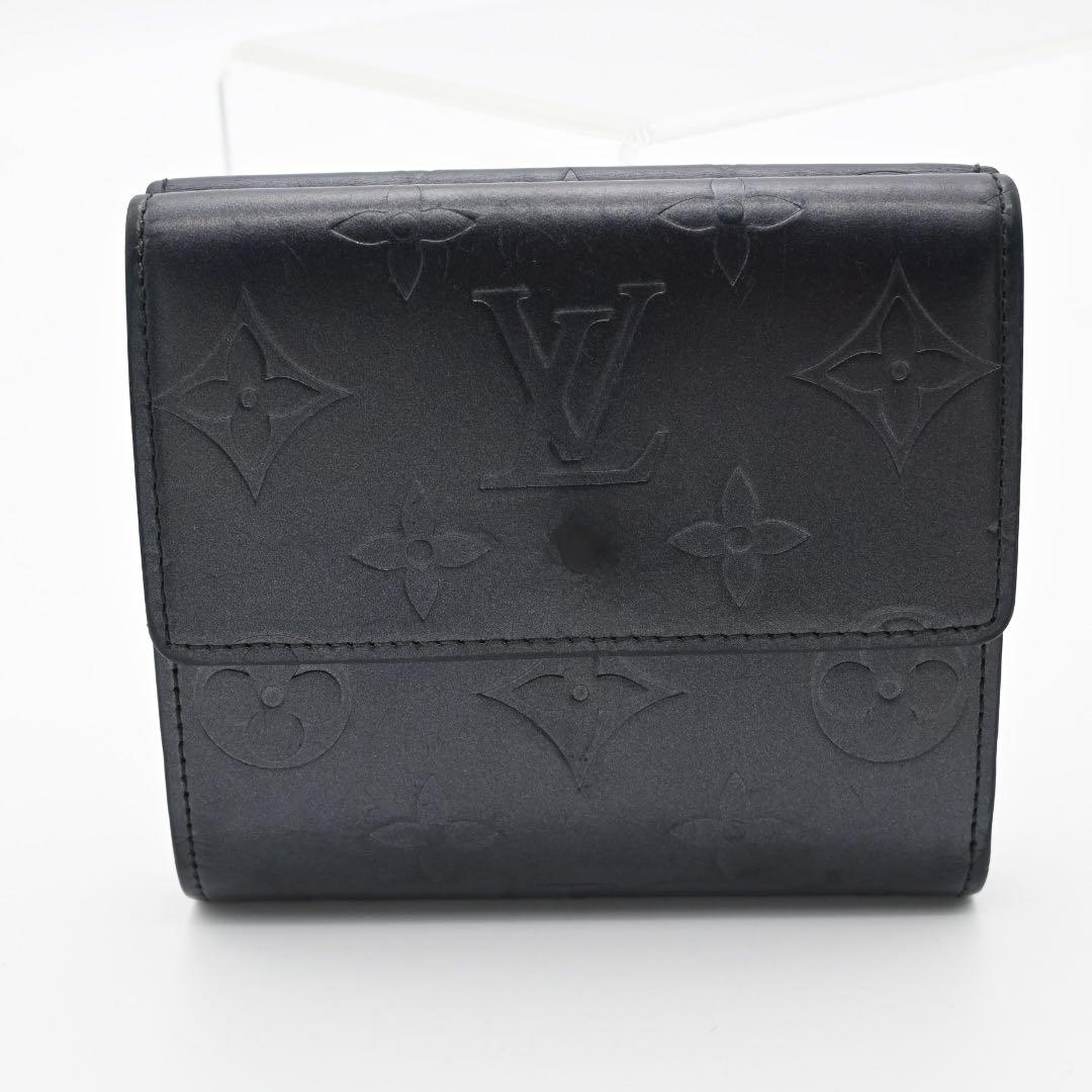 ルイヴィトン✨三つ折り財布 モノグラム マット Wホック ネイビー
