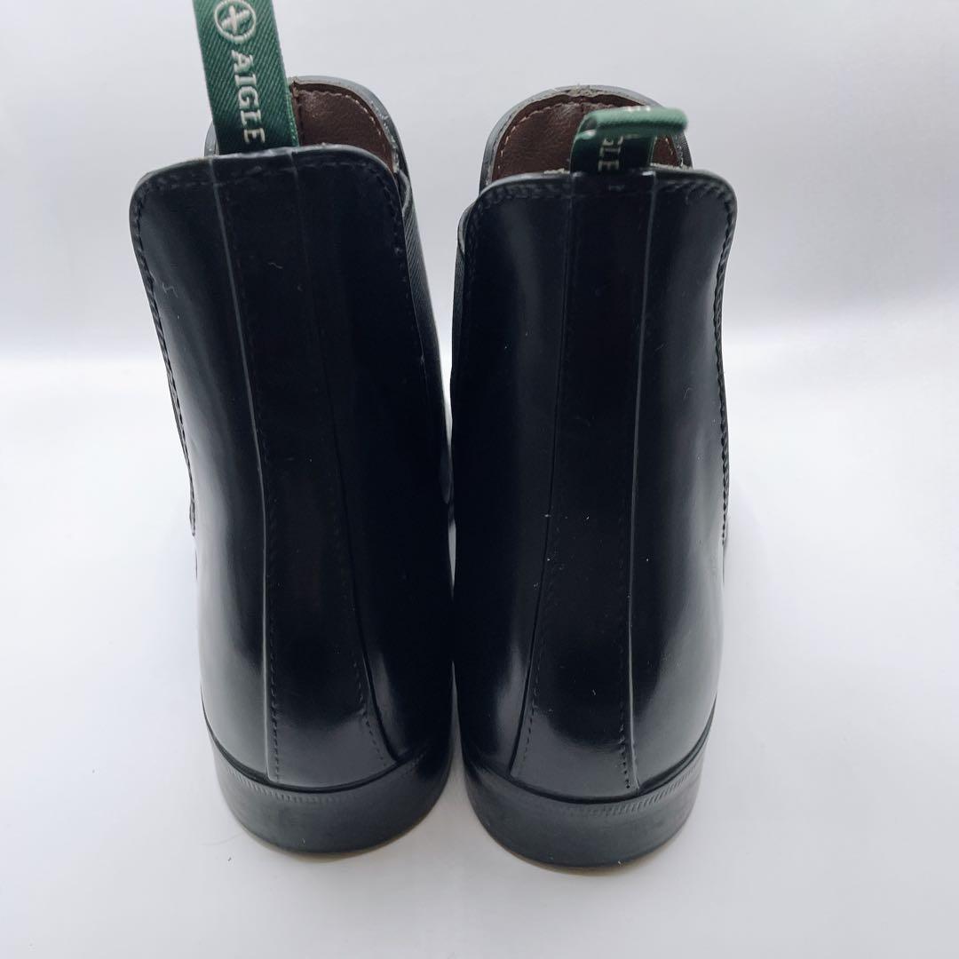 美品‪☆ AIGLE ブラック チェルシーブーツ サイドゴア　レインブーツ　39