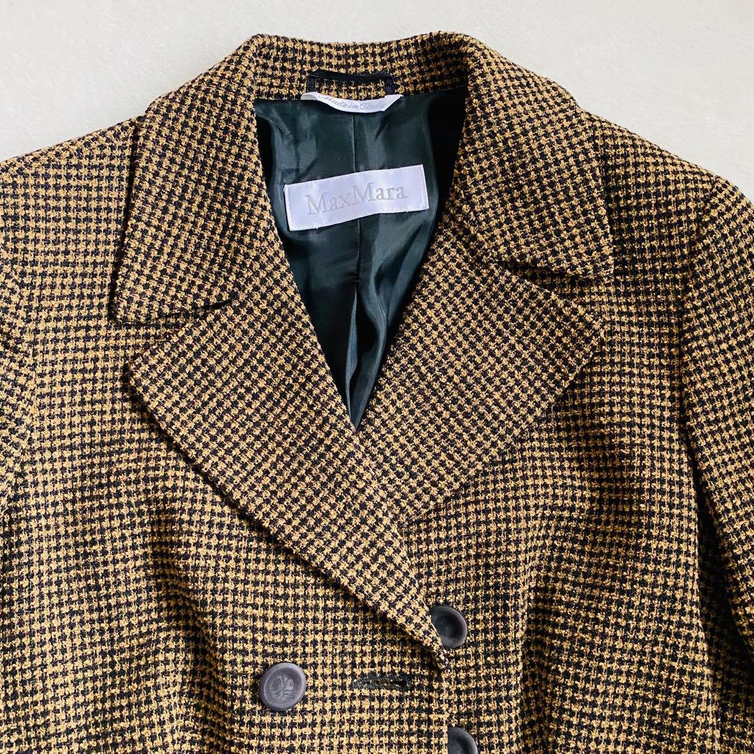 最高級 白タグ MaxMara 千鳥格子 ダブル ジャケット 40 希少