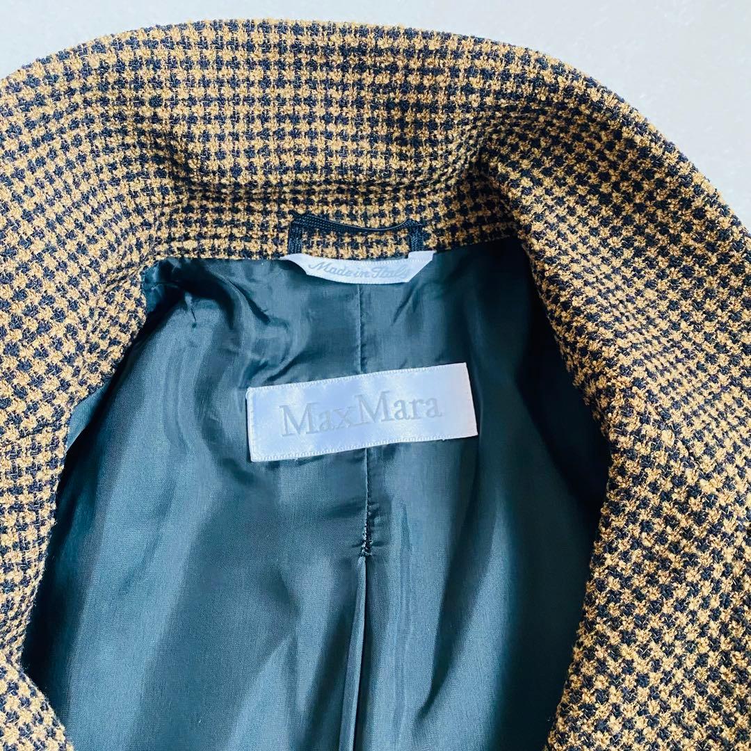最高級 白タグ MaxMara 千鳥格子 ダブル ジャケット 40 希少