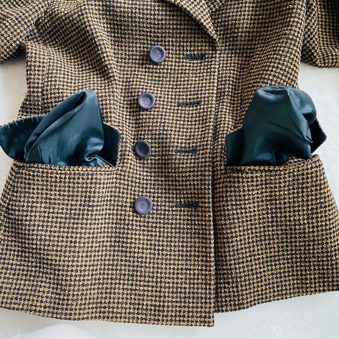 最高級 白タグ MaxMara 千鳥格子 ダブル ジャケット 40 希少