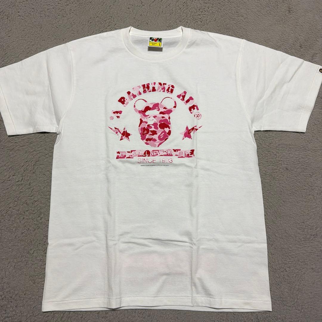 APE BAPE BE@RBRICK PINK CAMO tシャツ L 白