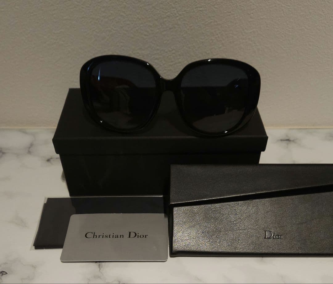 極美品✨Christian Dior　カナージュ サングラス ブラック×レッド