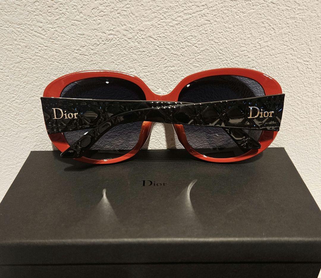 極美品✨Christian Dior　カナージュ サングラス ブラック×レッド