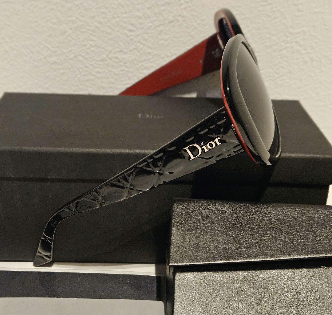 極美品✨Christian Dior　カナージュ サングラス ブラック×レッド