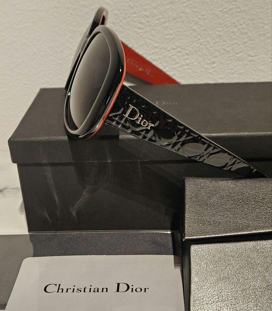 極美品✨Christian Dior　カナージュ サングラス ブラック×レッド