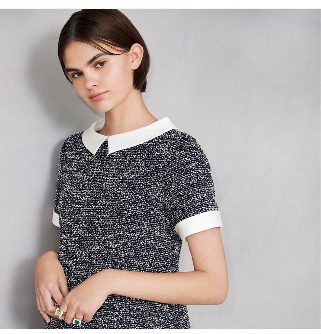 【美品】FOXEY NEW YORK 襟付きひざ丈ワンピース 38