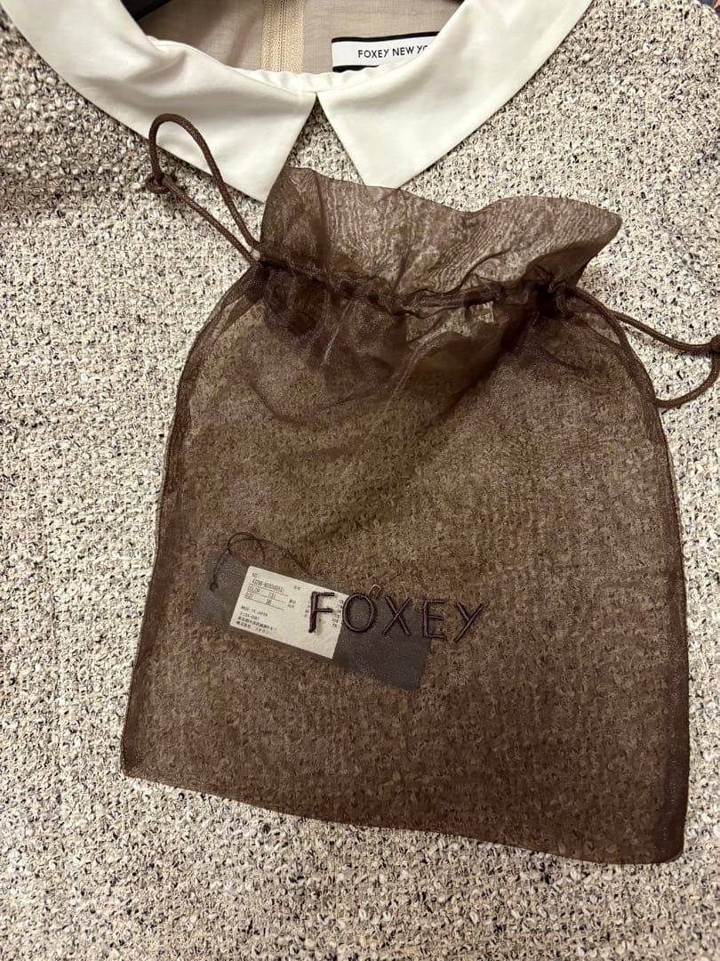 【美品】FOXEY NEW YORK 襟付きひざ丈ワンピース 38