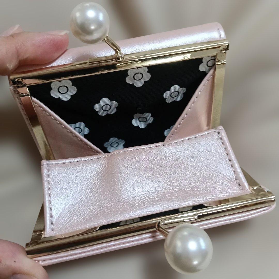 【美品】マリークワント 三つ折財布 パール ピンク 財布 MARY QUANT