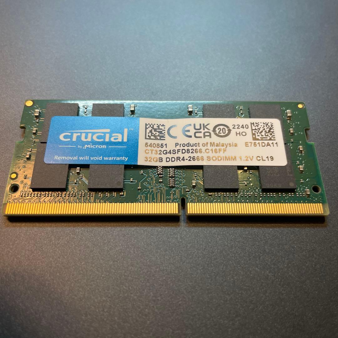 crucial 32GB DDR4 SODIMM メモリー