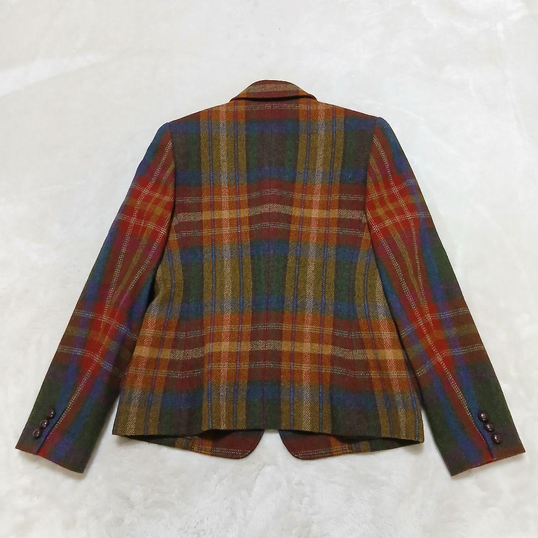 【極美品】DAKS マルチチェック ウールテーラードジャケット 胡桃釦