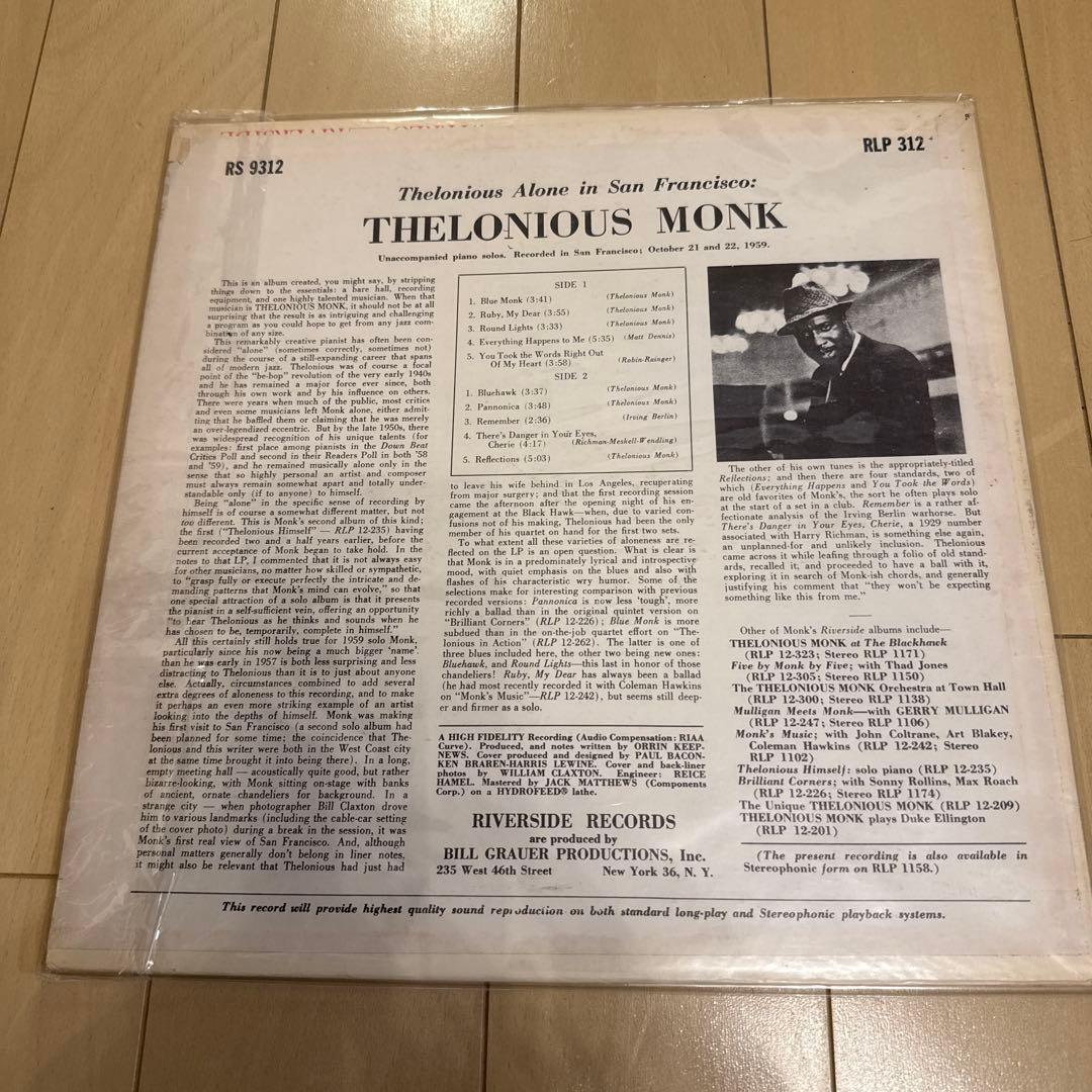 US初期盤　THELONIOUS ALONE IN SAN FRANCISCO