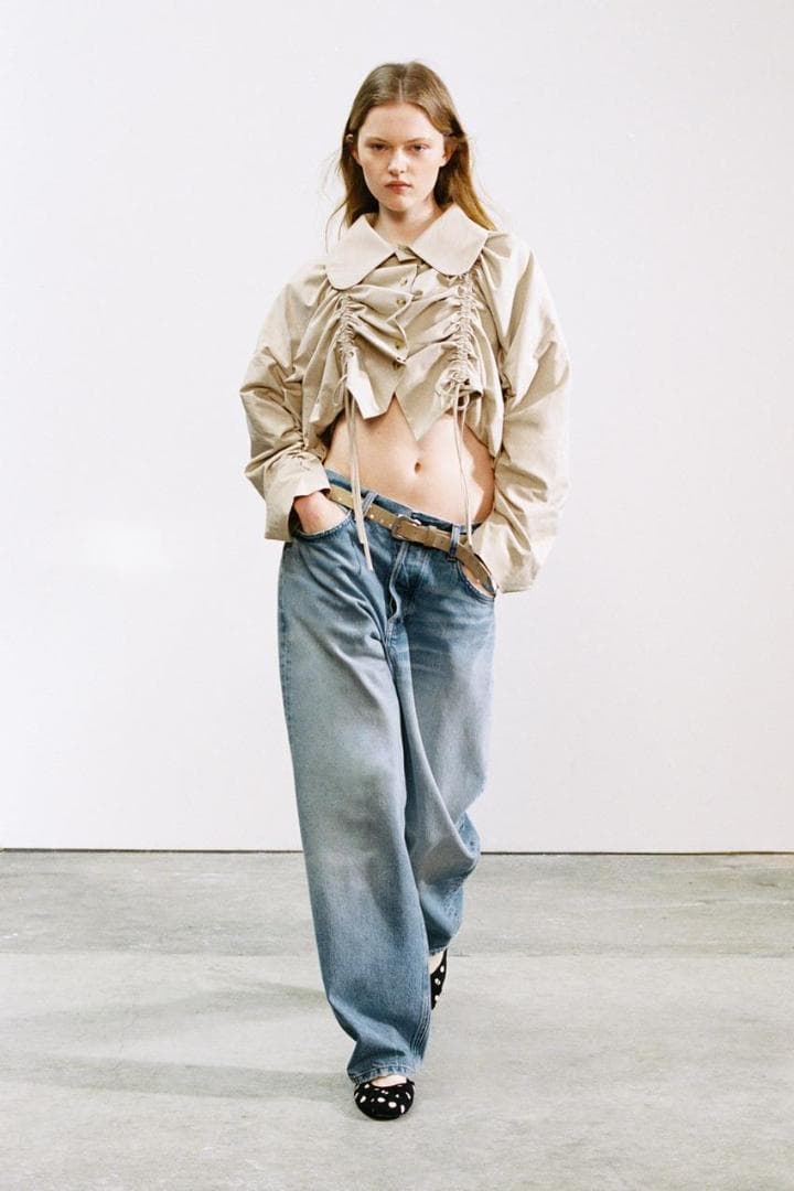 新品 ZARA フリル付きクロップドトレンチコート M～L