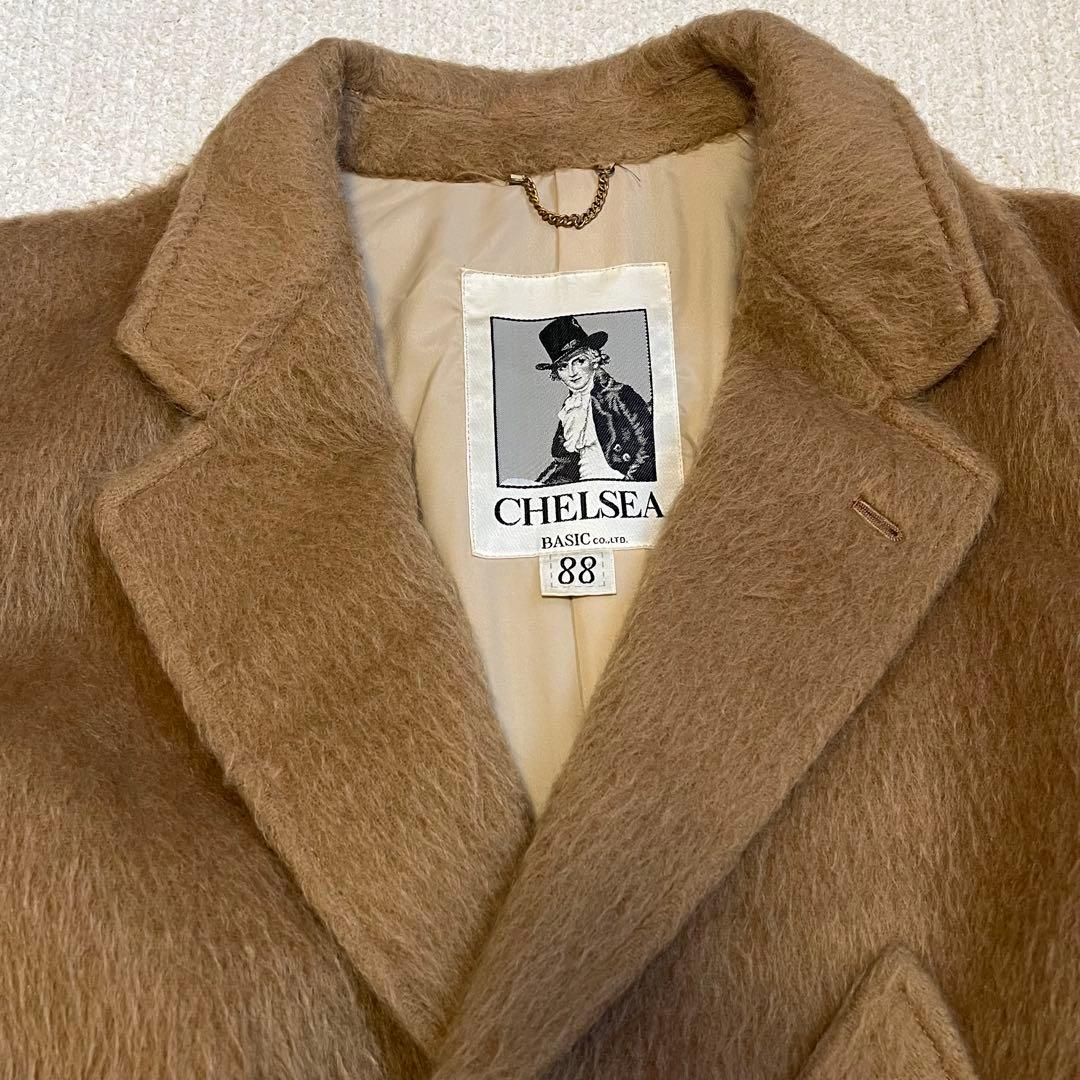 希少 80s 90s ビンテージ モヘア60% ロングガウンコート キャメル L