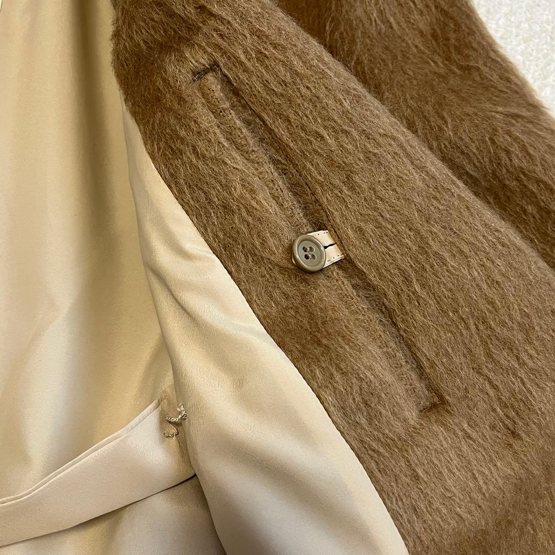 希少 80s 90s ビンテージ モヘア60% ロングガウンコート キャメル L