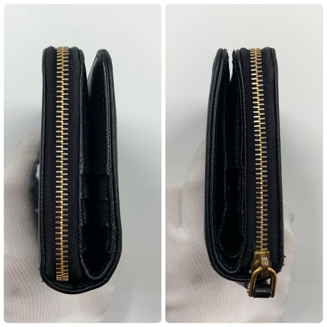 【✨極美品✨】プラダ シャイン 二つ折り財布 サフィアーノ ブラック IC搭載